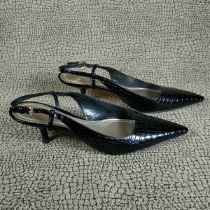 Ann Taylor Leather Kitten Heel Slingback